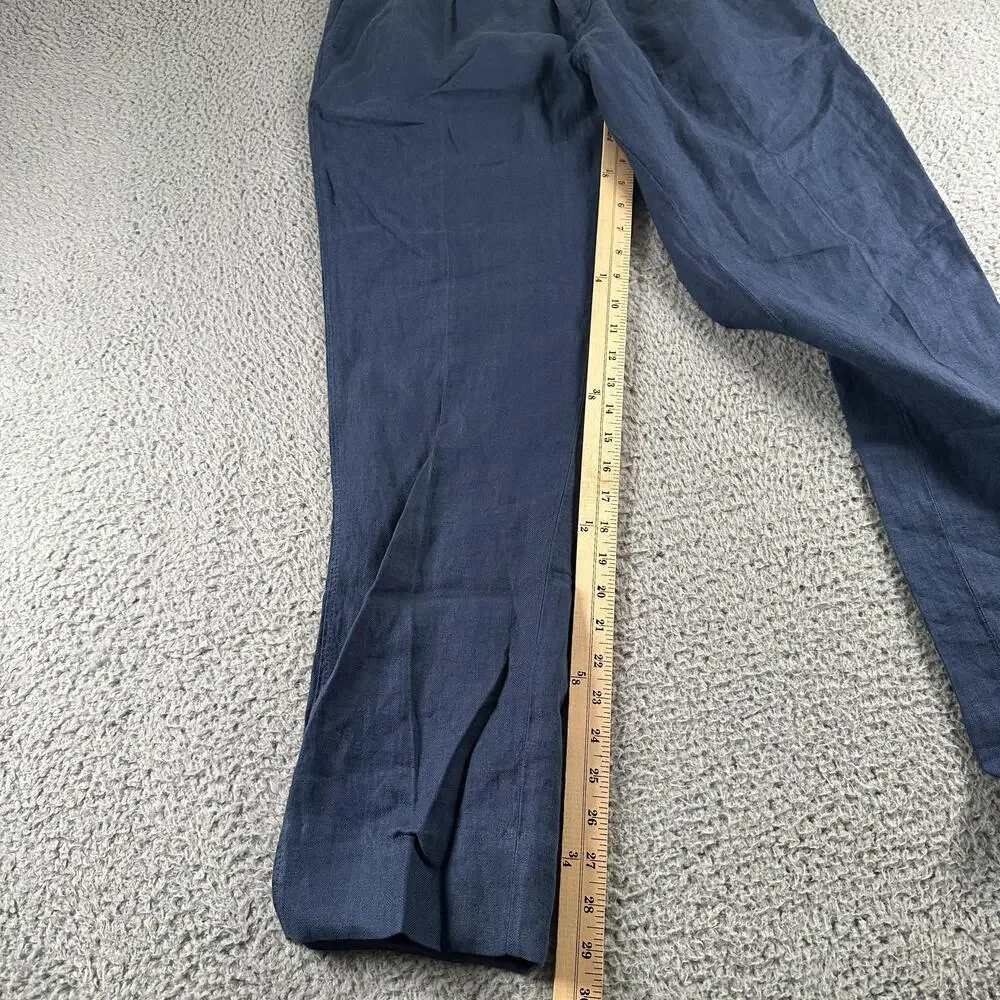 Billy Reid Linen Dress Pants Mens 31 Blue Pleated Straight Leg Lightweight